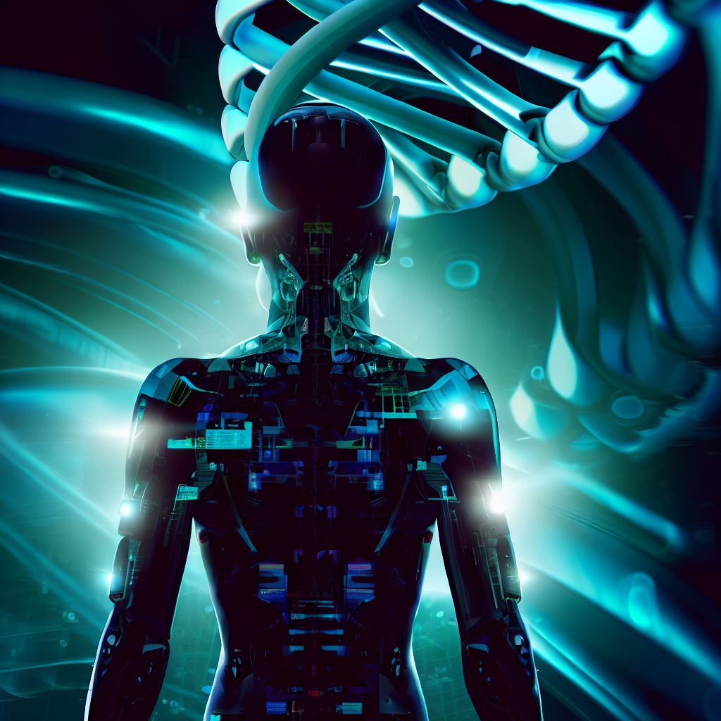 Create an image that embodies the futuristic possibilities of genetic engineering.