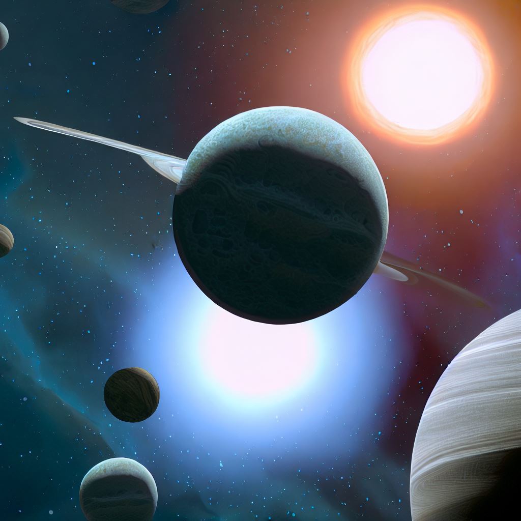 Create a surreal and imaginative solar system with unusual celestial bodies