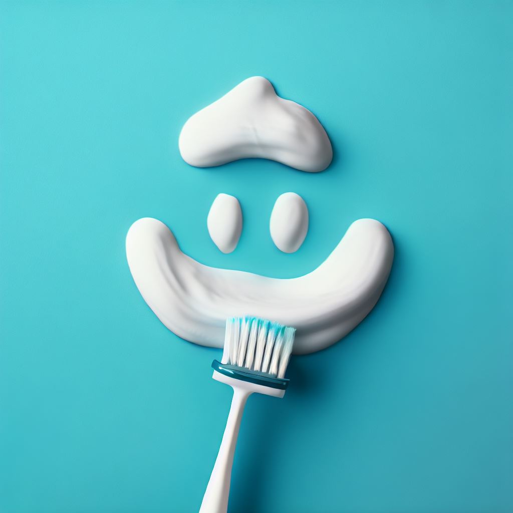 Create an image of a smiling tooth with toothpaste generously squeezed on its bristles