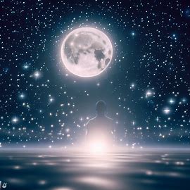 Imagine a full moon surrounded by twinkling stars, with a tranquil and serene atmosphere.. Image 1 of 4