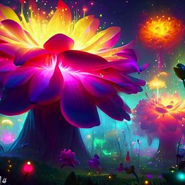 Imagine a world where flowers have evolved to be massive, glowing, and colorful creatures.. Image 2 of 4