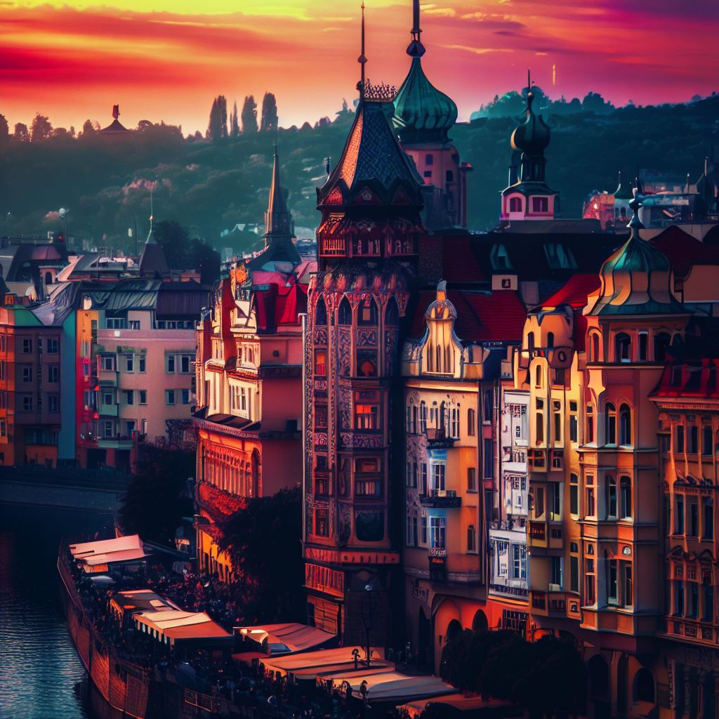 Create a stunning image that showcases the vibrant and unique architecture of Eastern Europe's cities.