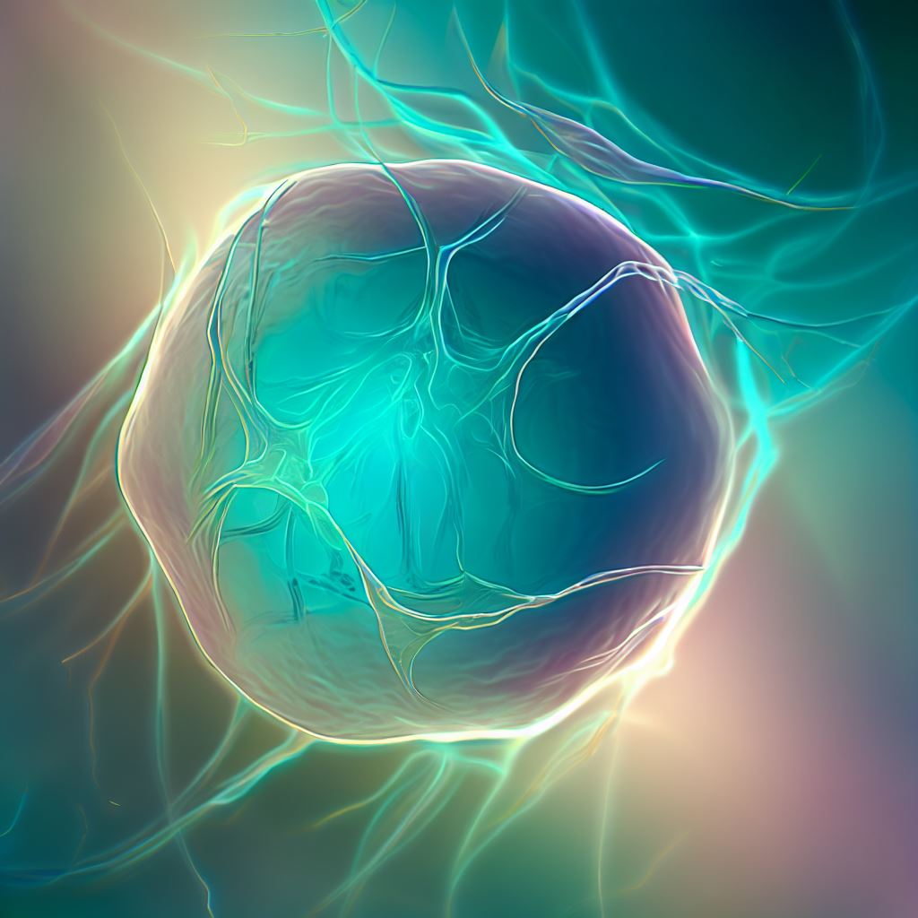 Illustrate a beautiful and fascinating microscopic view of a single cell.