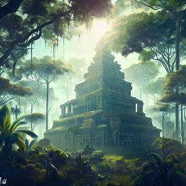 Imagine a jungle, teeming with wildlife, surrounding a stunning temple built at the equator.. Image 2 of 4