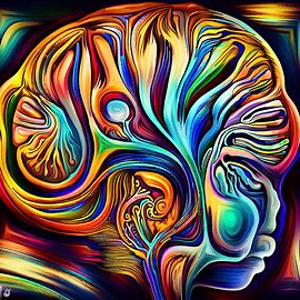 Create an intricate and detailed illustration of a cerebral cortex with its different sections and functions highlighted in vivid colors.. Image 4 of 4