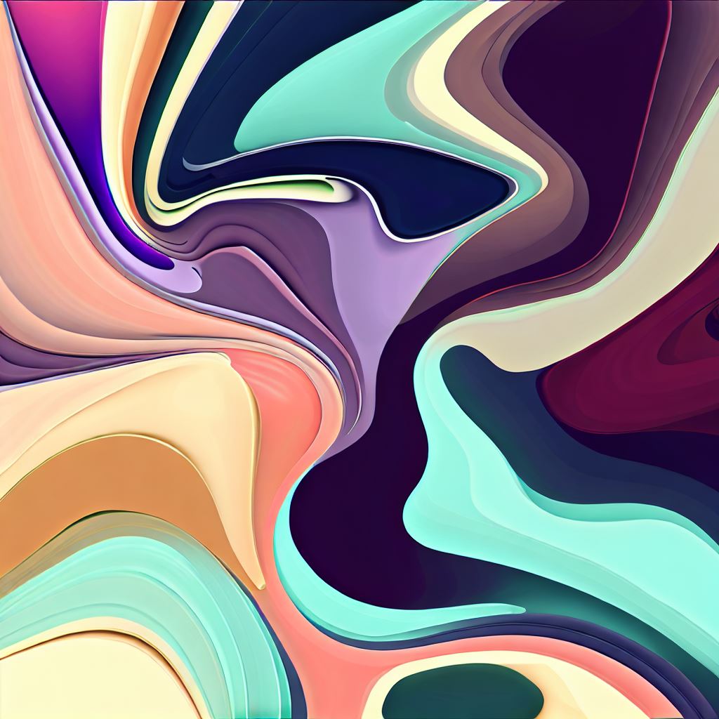 Design a desktop background that resembles a colorful, abstract painting with geometric shapes and swirls.