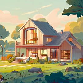Illustrate a cozy, modern home in a idyllic countryside setting.. Image 4 of 4