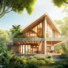 Design a eco-friendly and sustainable home surrounded by nature.. Image 2 of 4