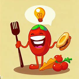 Create an illustration of a joke that involves food. Image 2 of 4