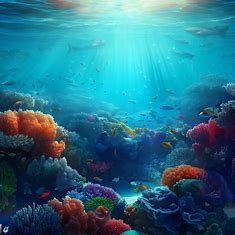 Create an underwater scene that showcases the vibrant coral reefs and exotic sea creatures of the Red Sea.