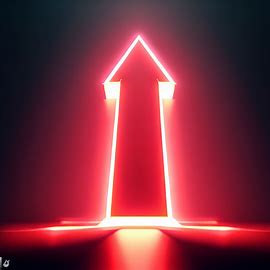 Create an image of a giant, glowing red arrow pointing upwards.. Image 2 of 4