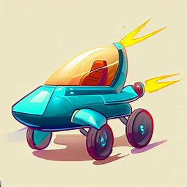 Illustrate an imaginative and futuristic cart that resembles a spaceship.