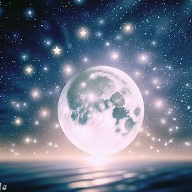 Imagine a full moon surrounded by twinkling stars, with a tranquil and serene atmosphere.. Image 4 of 4