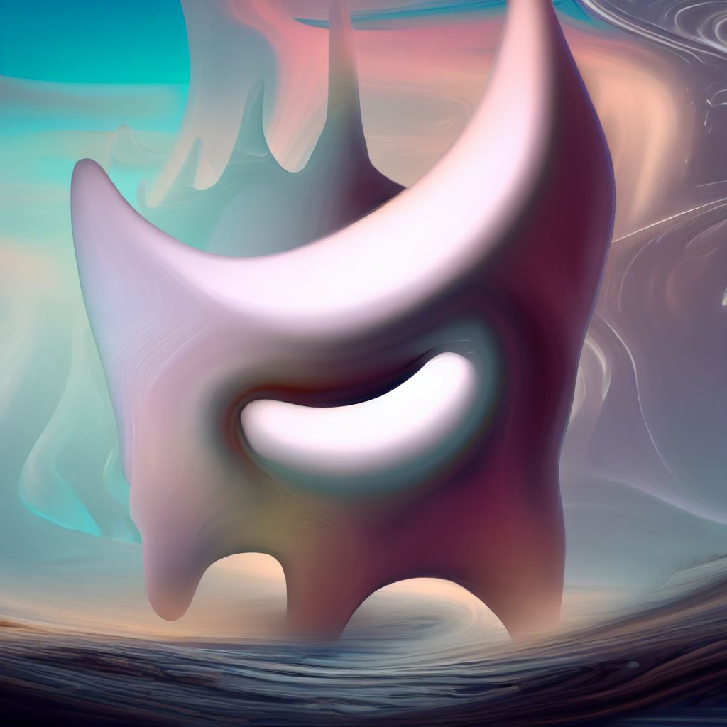 Create an abstract representation of a tooth in a dreamscape setting