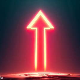 Create an image of a giant, glowing red arrow pointing upwards.