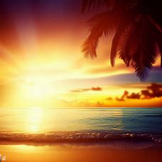 A tropical sunset on the beach