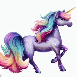 A majestic, glittery pony with a rainbow mane and tail.. Image 2 of 4