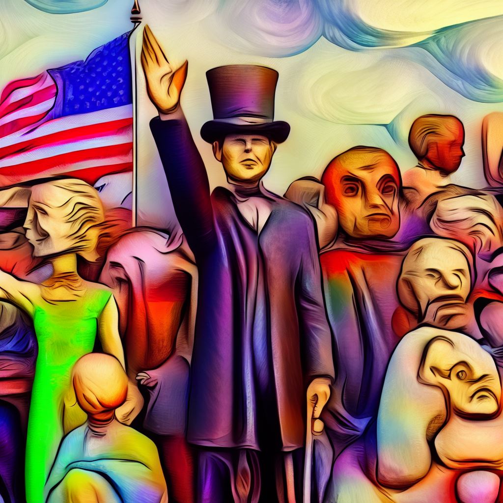 Render a whimsical and colorful representation of famous political leaders throughout history。第 3 个图像，共 4 个图像