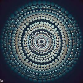 Imagine a circle that is made up of many smaller circles interconnected in a pattern, creating a beautiful and symmetrical image.. Image 3 of 4