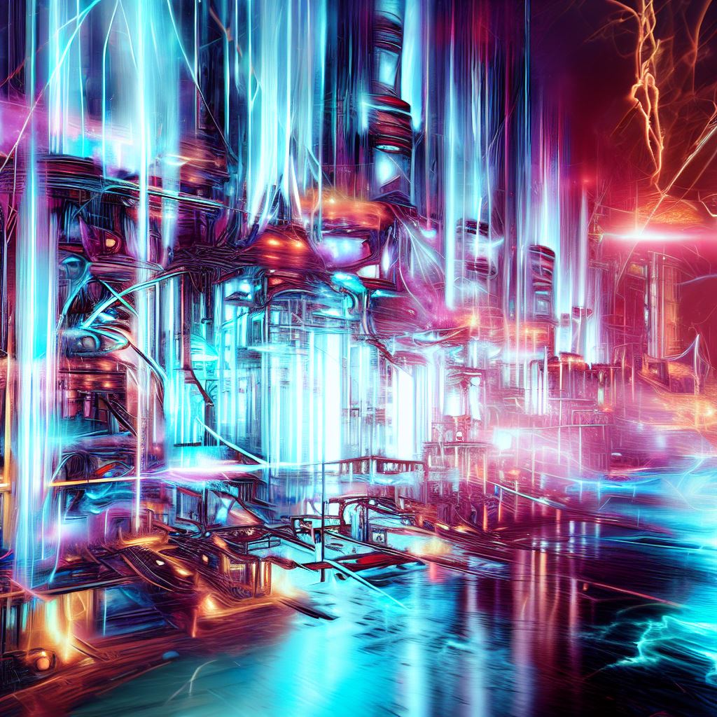 Imagine a futuristic power plant where energy is harnessed solely through the means of conduction, create a vivid and captivating representation of this world