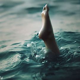 A mermaid's foot emerging from the ocean.. Image 2 of 4