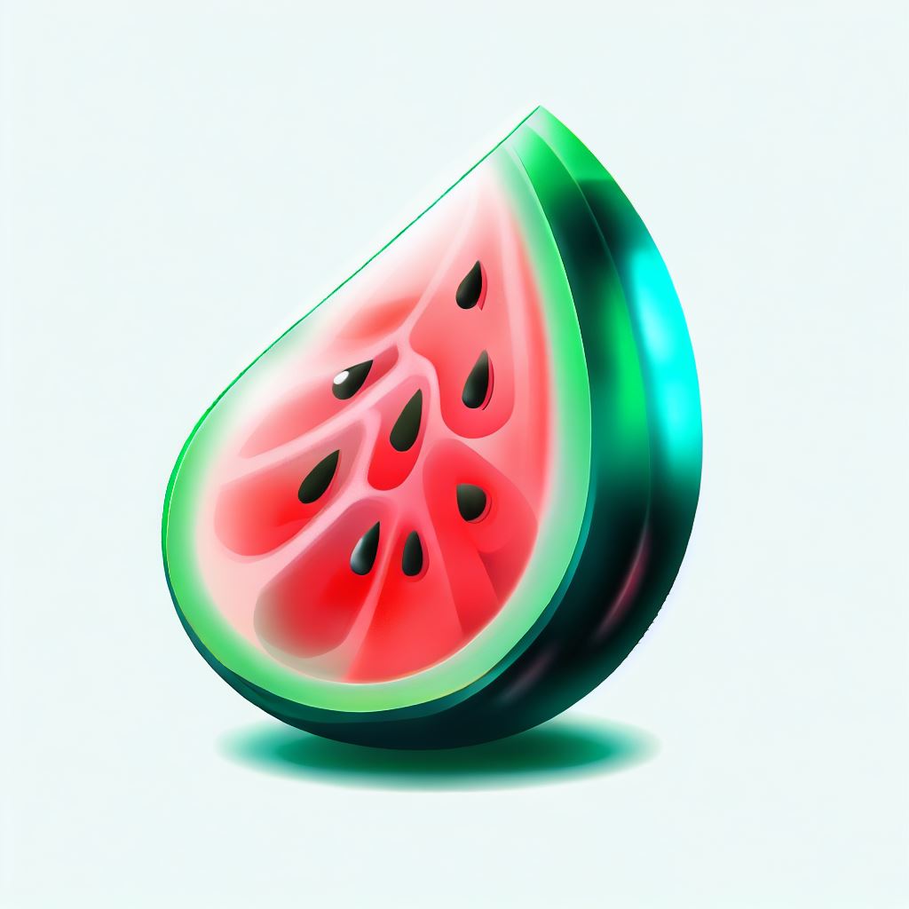Illustrate a watermelon as if it were made out of glass.