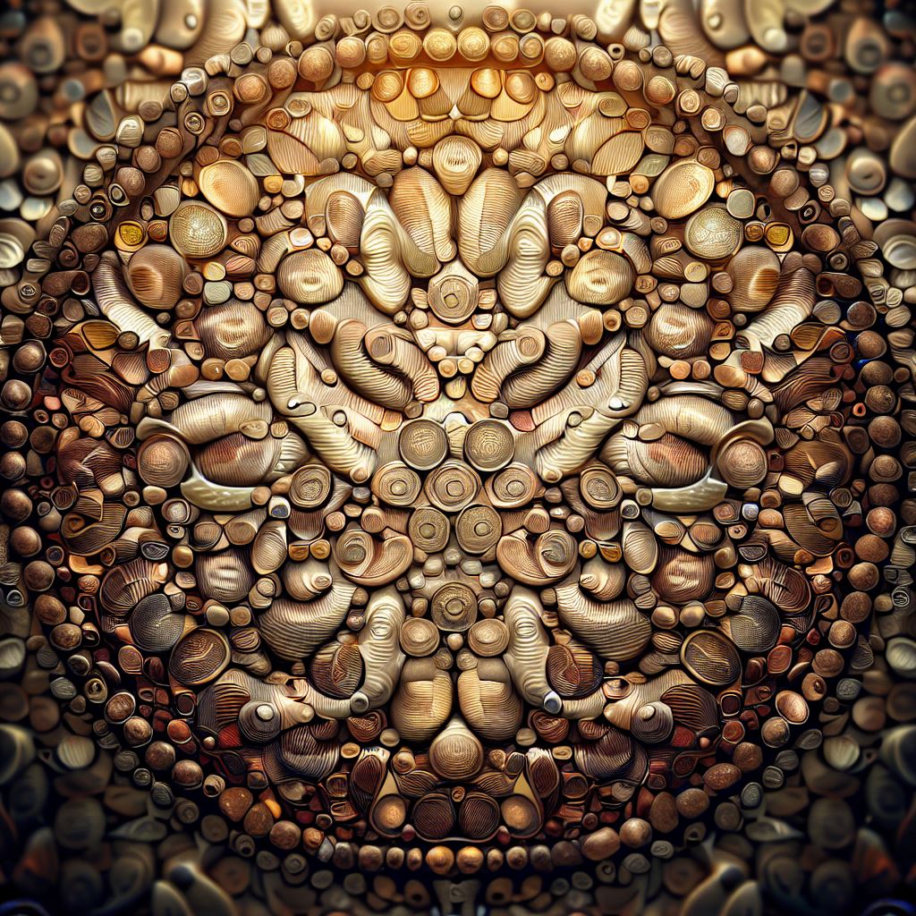 Create an image of a beautiful and intricate necklace made entirely of coins.