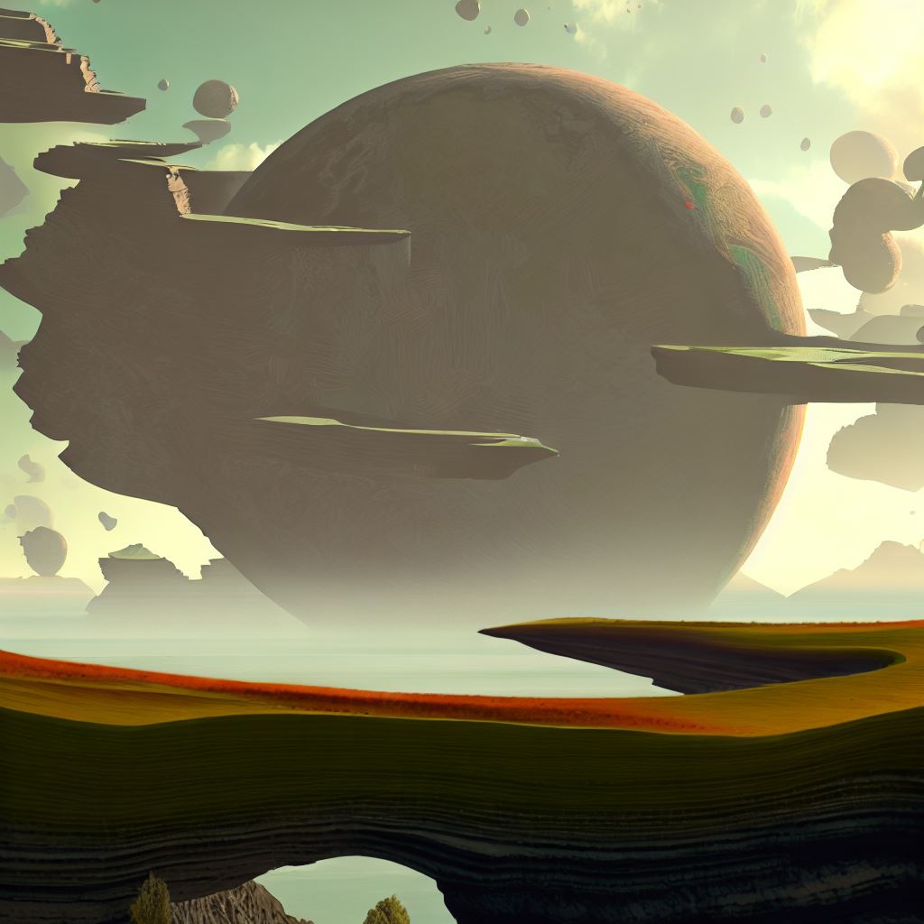 Create a surreal landscape of a world made entirely of geography!