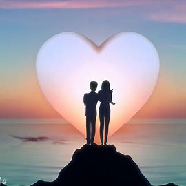 Create a picture of two people in love, standing on a cliff overlooking the ocean.. Image 2 of 4