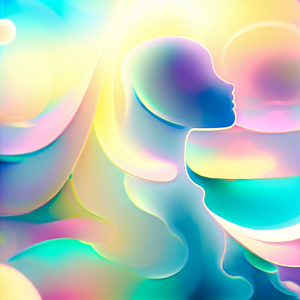 Create a dreamy depiction of the OSI model with floating layers and bright colors