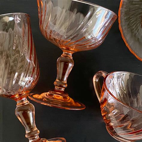 Vintage Arcoroc Pink Glass Saucer Set of 4 Rosaline Pink Swirl ...