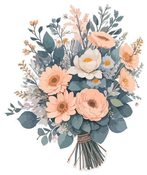 Winter Flowers Bouquet Clip Art with AI Generative 27897551 PNG