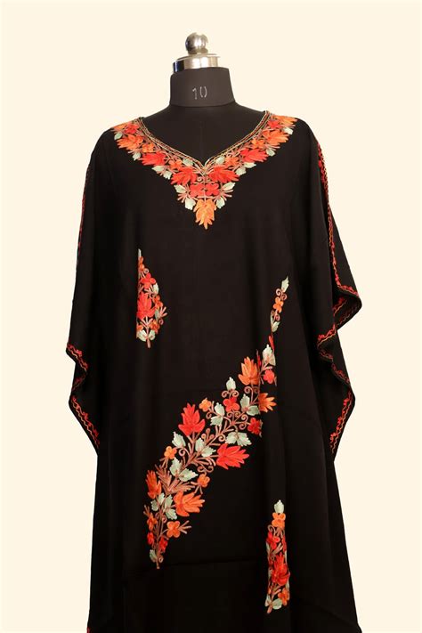 Black colour cotton kashmiri aari work designer kaftan