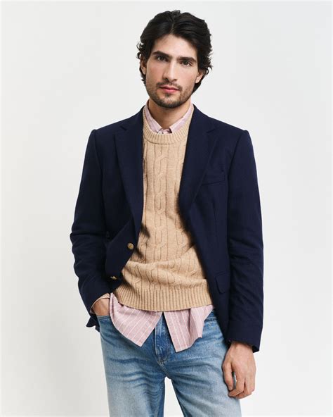 Shop Gant Men Beige Solid Round Neck Full Sleeves Pullover Style ...