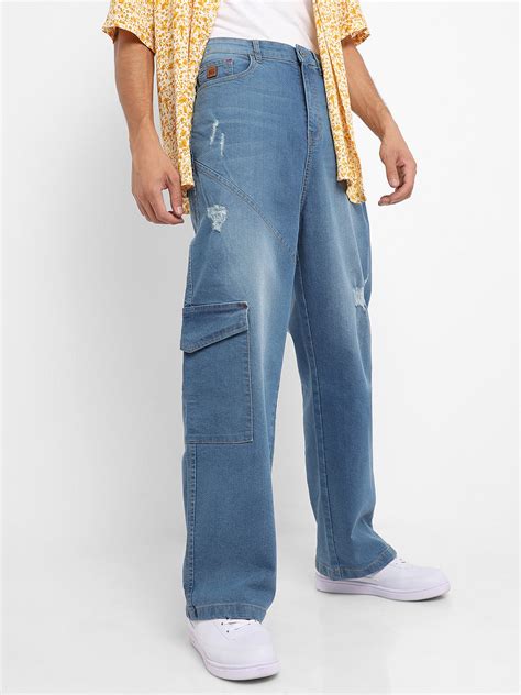 ₹1,199 | Campus Sutra Men's Light Blue Asymmetrical Stitch Denim Jeans ...