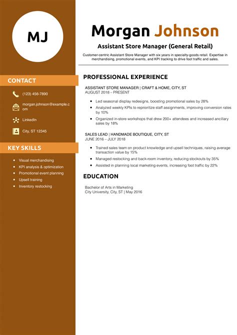 Image result for Assistant Manager Resume Examples