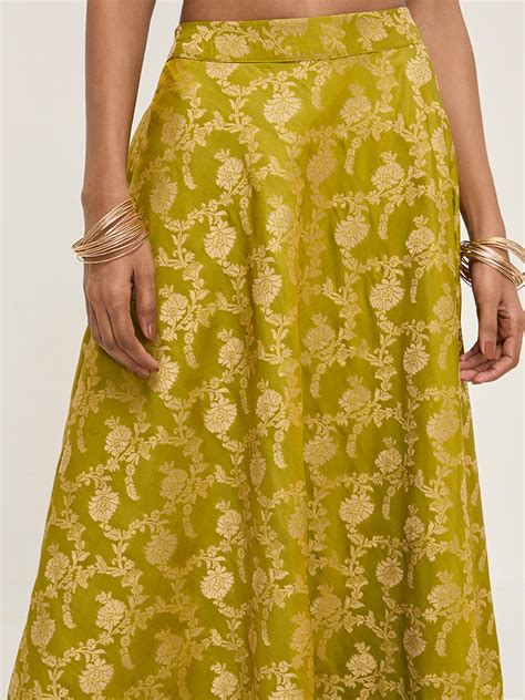 Buy Vark Lime Brocade High-Rise Skirt from Westside