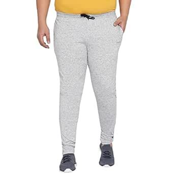 JOHN PRIDE Men Plus Size Grey Melange Trackpants (JPLW7801_6XL_Grey ...