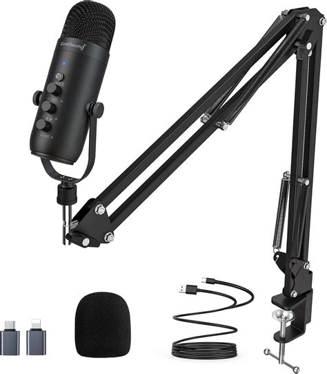 ZealSound Gaming Microphone Kit,Podcast Condenser USB Mic with Boom Arm ...