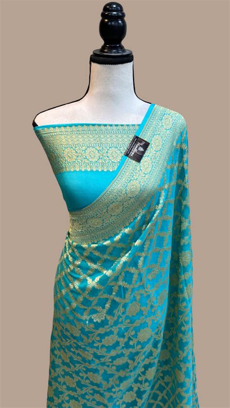 Khaddi Georgette Banarasi Saree - Gold zari — The Handlooms