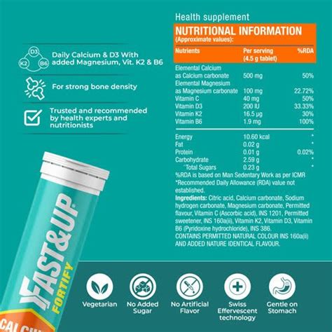 FAST&UP FORTIFY - CALCIUM + D3 + MG + VIT. K2 20 Effervescent tablets ...
