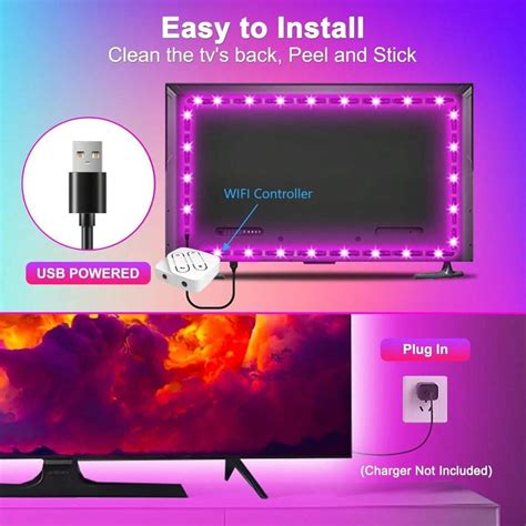 Tira de luces LED para TV, control por USB, WIFI TUYA APP, RGB cambio ...