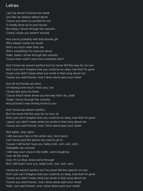 Image result for Drivers License Lyrics Clean Version