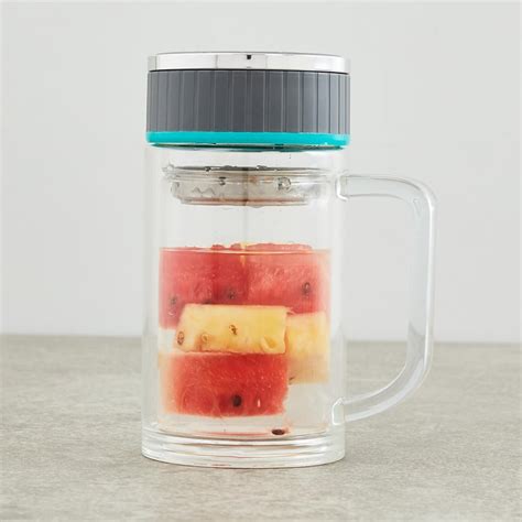 Buy Atlantis Caspian Solid Glass Mug with Lid and Strainer - 12x15.5cm ...