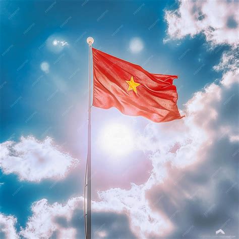 Premium AI Image | A red flag with a yellow star on it