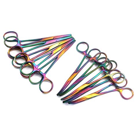 G.S Set of 10 Multi Color Rainbow Pean HEMOSTAT Forceps 5" Straight ...