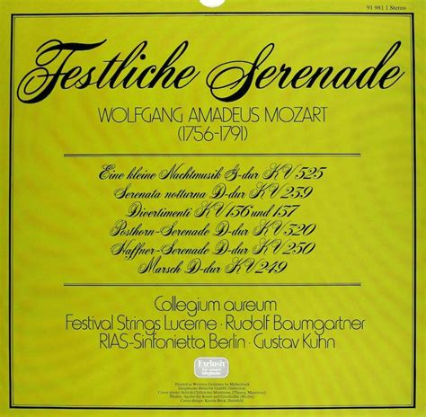 Rudolf Baumgartner. Gustav Kuhn. Collegium Aureum. Festival Strings ...
