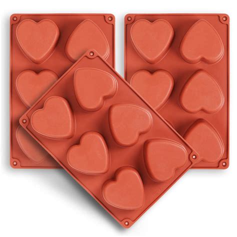 homEdge 6-Cavity Heart Silicone Mold, 3 Packs Heart Shape Molds for ...
