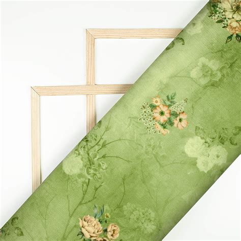 Russian Green And Peach Floral Pattern Digital Print Elegant Blend Pas ...