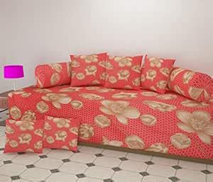 Buy AASHIYANA SAJONA Diwan Set Cotton 8 Pc | Deewan Printed Bedsheet ...